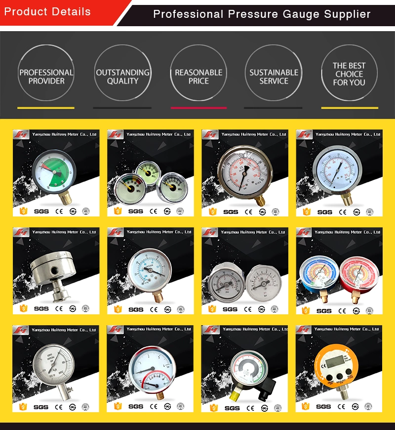 All Stainless Steel Gas Fluid Manometer for Pump, Nace Pressure Gauge Acid Resistant